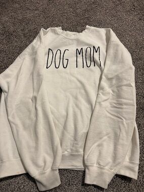 Gildan White Sweatshirt with Black DOG MOM Print